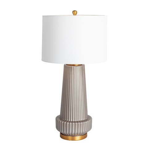 Ribbed Table Lamp with Tapered Drum Shade
