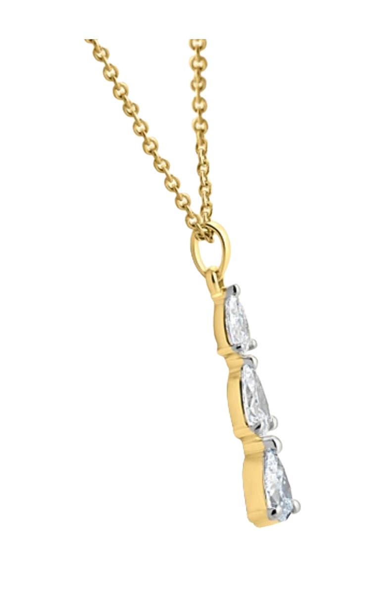 Bliss Diamond 1/2Ct Pear Shape Diamond Three Stone Pendant Gold Necklace Lab Grown, Alternate, color,