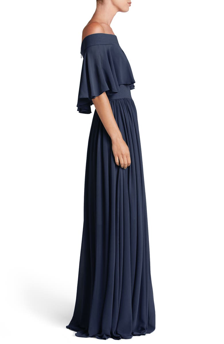 Dress the Population Violet Off the Shoulder Chiffon Gown, Alternate, color,