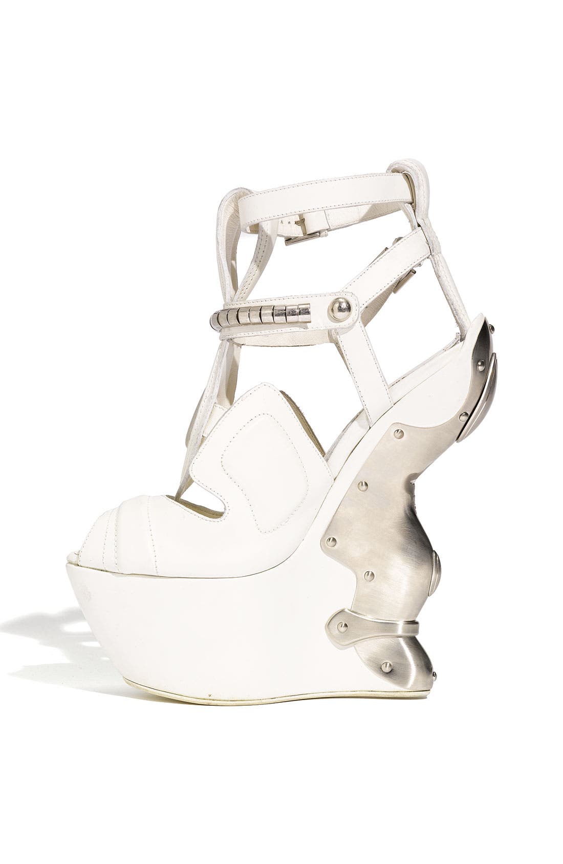 Alexander McQueen Metal Wedge Sandal, Alternate, color, IVORY