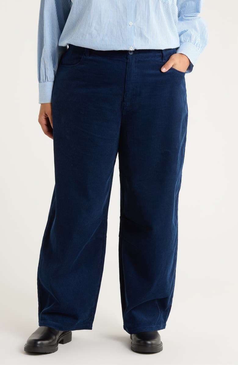 Seasalt Cornwall Avens Organic Cotton Corduroy Crop Barrel Leg Pants, Main, color, Sea Cave