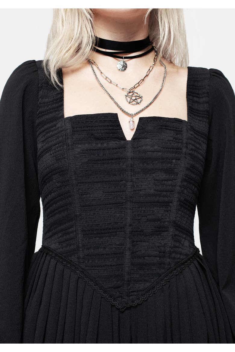 Mina Corset Midi Dress, Alternate, color, Black