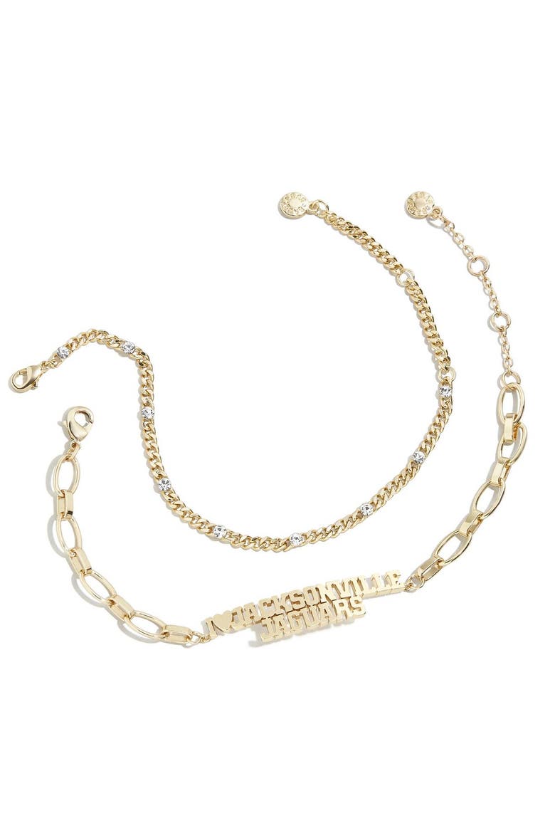 x Baublebar Gold Jacksonville Jaguars Linear Bracelet Set, Main, color, Gold