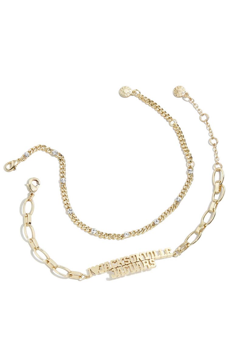 WEAR by Erin Andrews x Baublebar Gold Jacksonville Jaguars Linear Bracelet Set, Main, color, 