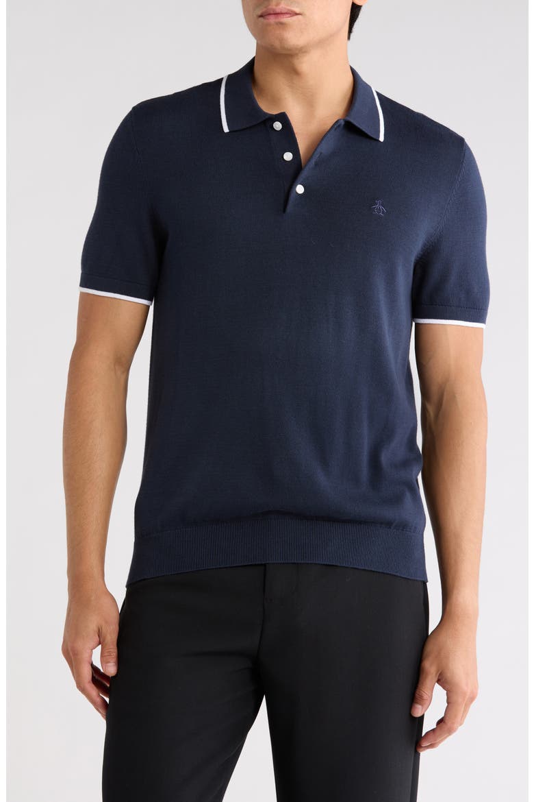 Tipped Cotton Polo, Main, color, DARK SAPPHIRE
