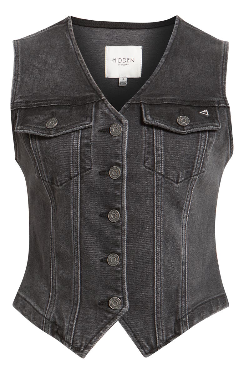 HIDDEN JEANS Fitted Denim Vest, Alternate, color, Charcoal