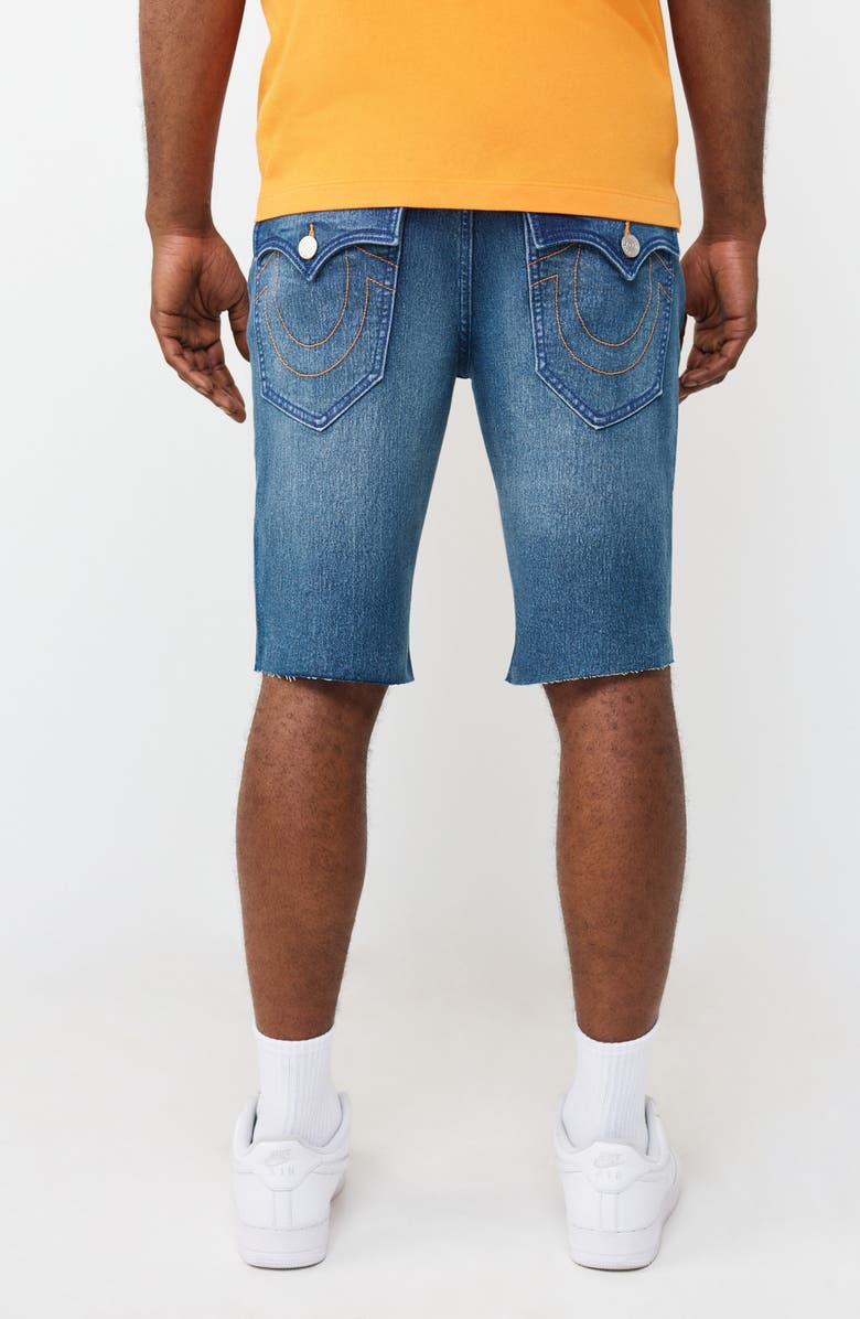 True Religion Rocco Super T Flap Raw Hem Jean Shorts, Alternate, color, Medium Blue Quartz Wash