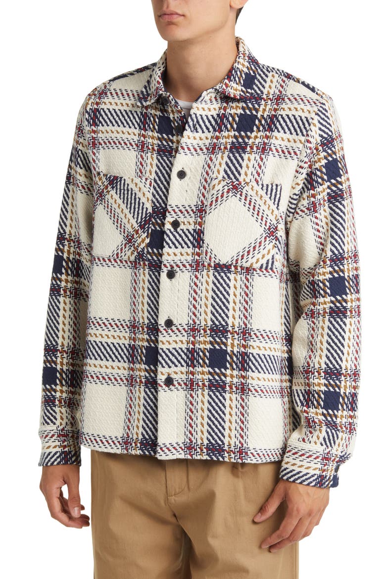 Whiting Plaid Overshirt, Alternate, color, ECRU/ NAVY