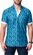 Maceoo Galileo Skull Regular Fit Short Sleeve Button-Up Shirt