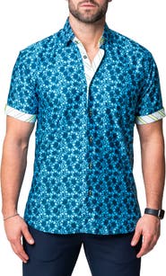 Maceoo Galileo Skull Regular Fit Short Sleeve Button-Up Shirt