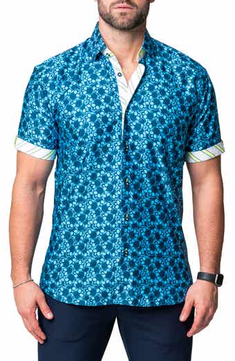 Maceoo Galileo Skull Regular Fit Short Sleeve Button-Up Shirt