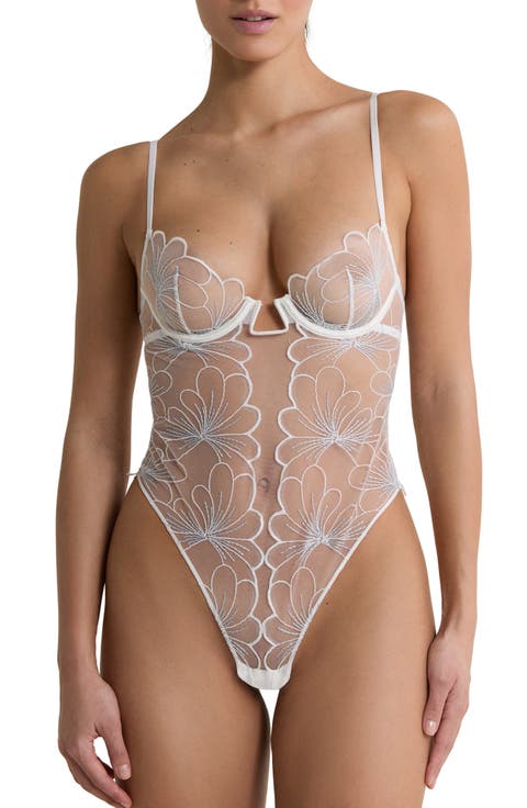 Camelia Embroidered Underwire Bodysuit