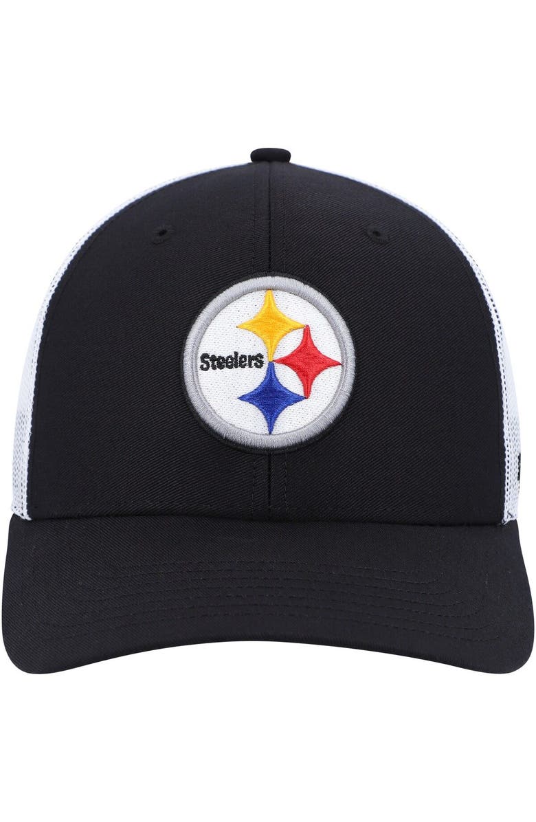 '47 Youth '47 Black/White Pittsburgh Steelers Adjustable Trucker Hat, Alternate, color,