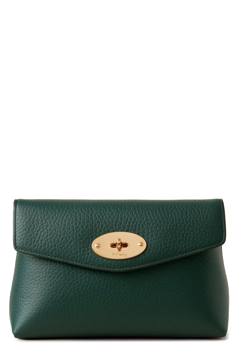 Darley Leather Cosmetics Pouch, Main, color, MULBERRY GREEN