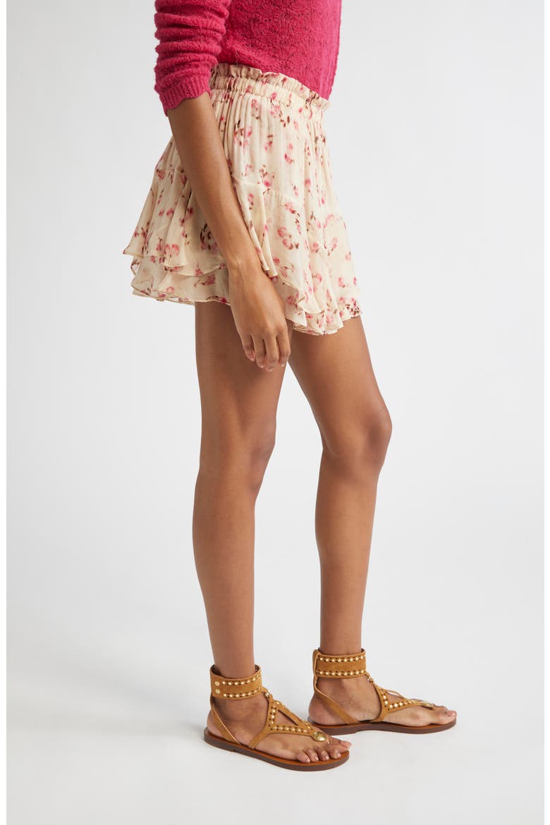 Sornel Floral Print Chiffon Shorts, Alternate, color, BEIGE