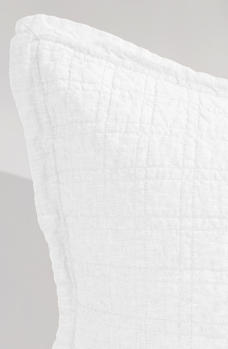 Pom Pom at Home Owen Quilted Linen Pillow Sham, Alternate, color, White