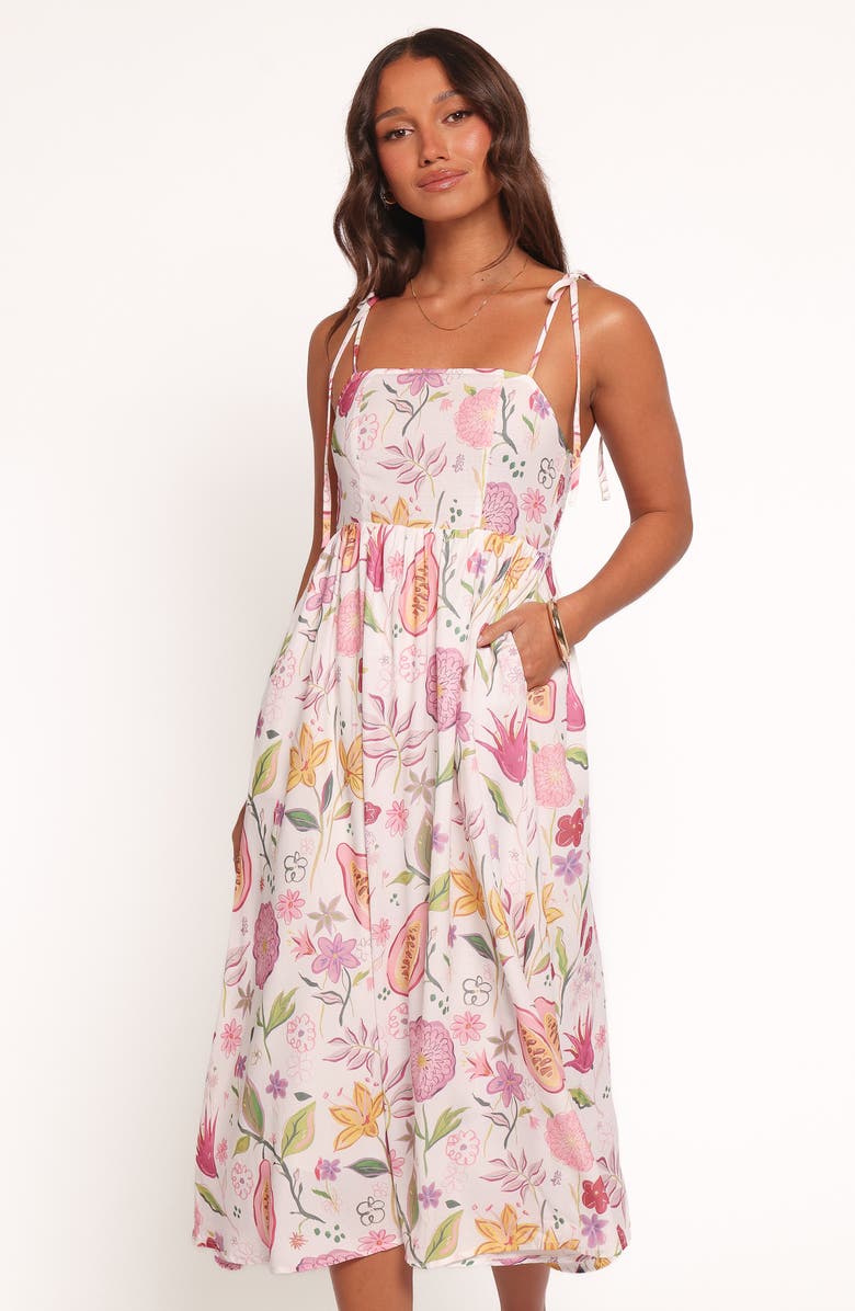 Petal & Pup Stazie Floral Linen Blend Midi Sundress, Alternate, color, Garden Floral