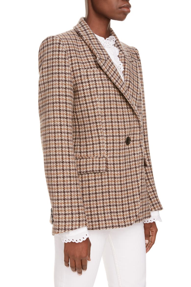 Kerstin Plaid Wool Blazer, Alternate, color, BEIGE
