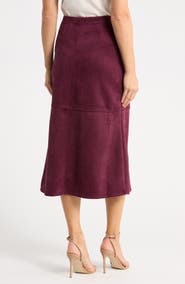 MAX STUDIO Faux Suede A-Line Midi Skirt