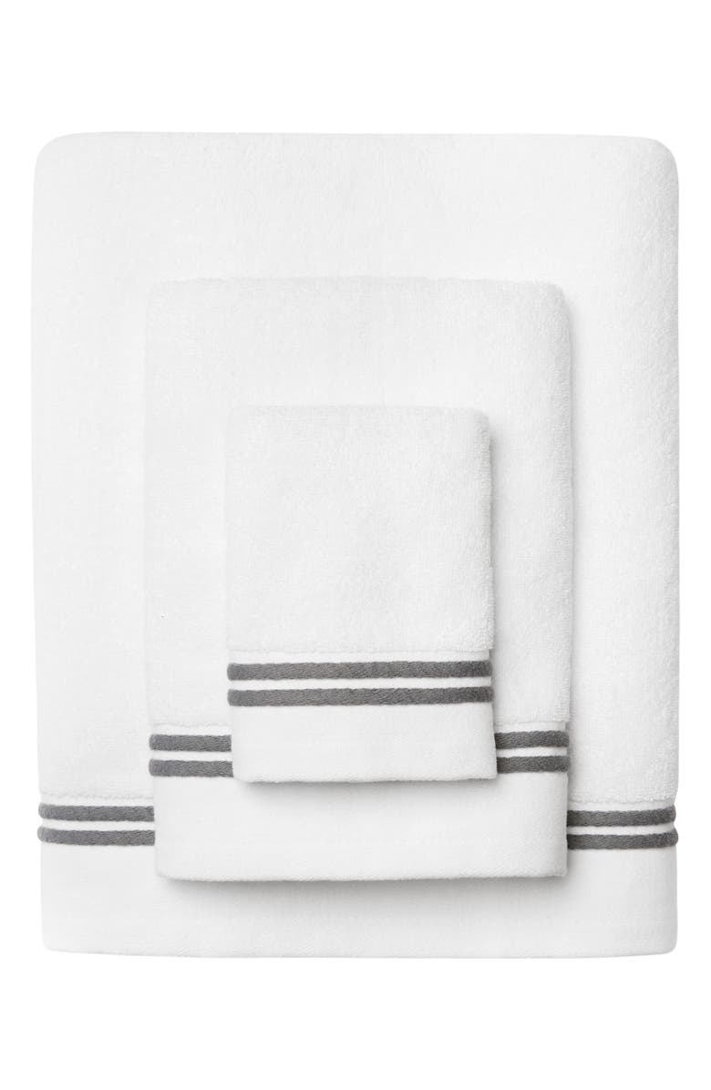 SFERRA Aura Nuova Combed Cotton Bath Towel, Alternate, color, White/ Charcoal