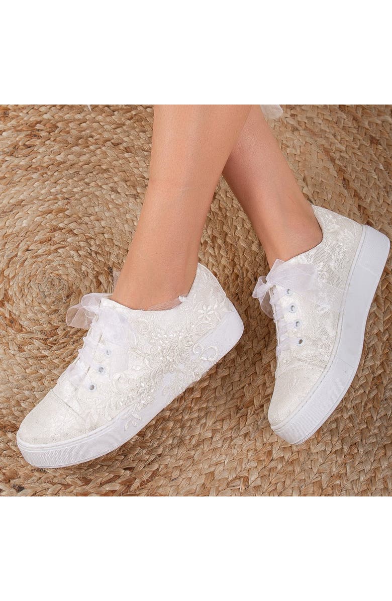 Forever & Always Shoes Elise Lace Bridal Sneakers, Alternate, color, Ivory