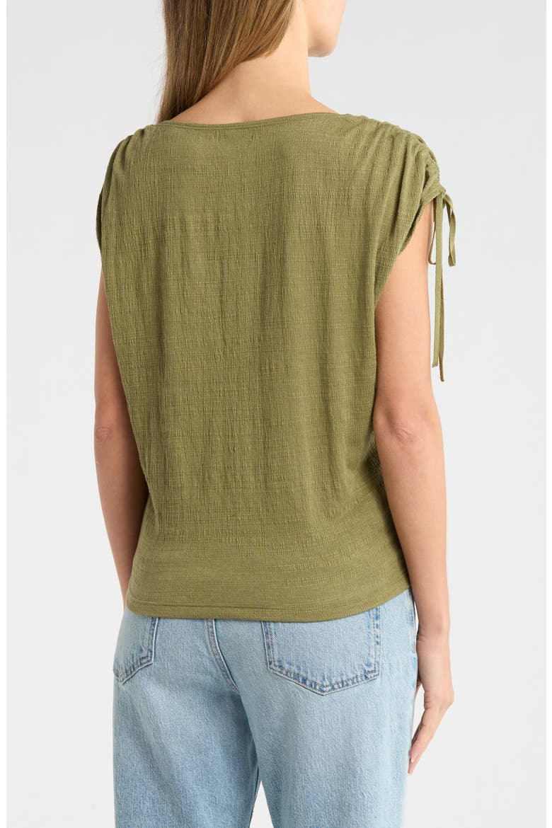 Ruched Shoulder Textured Knit Top, Alternate, color, SAGE