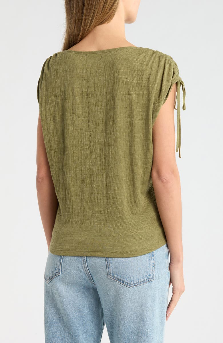 MAX STUDIO Ruched Shoulder Textured Knit Top, Alternate, color, Sage
