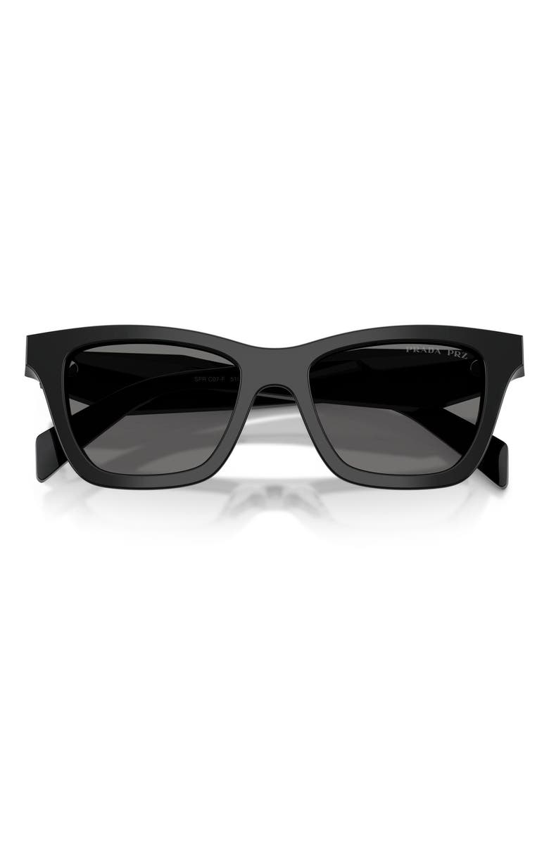 Prada 52mm Polarized Butterfly Sunglasses, Alternate, color, Black / Dark Grey Polar