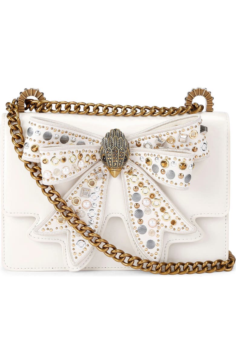 Kurt Geiger London Small Shoreditch Bow Convertible Leather Crossbody Bag, Main, color, Bone/Comb