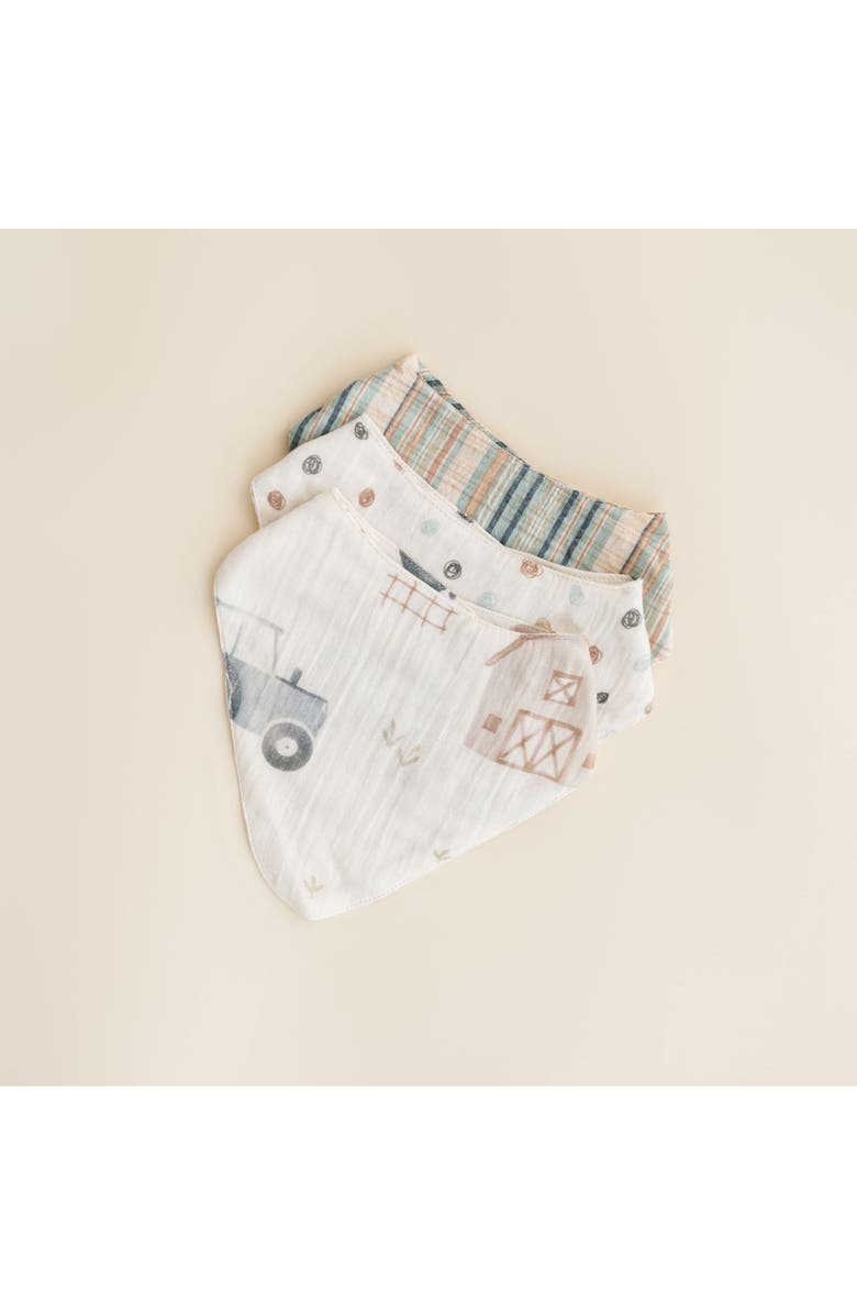 CRANE BABY Tractor Assorted 3-Pack Cotton Bibs Set, Alternate, color, Beige