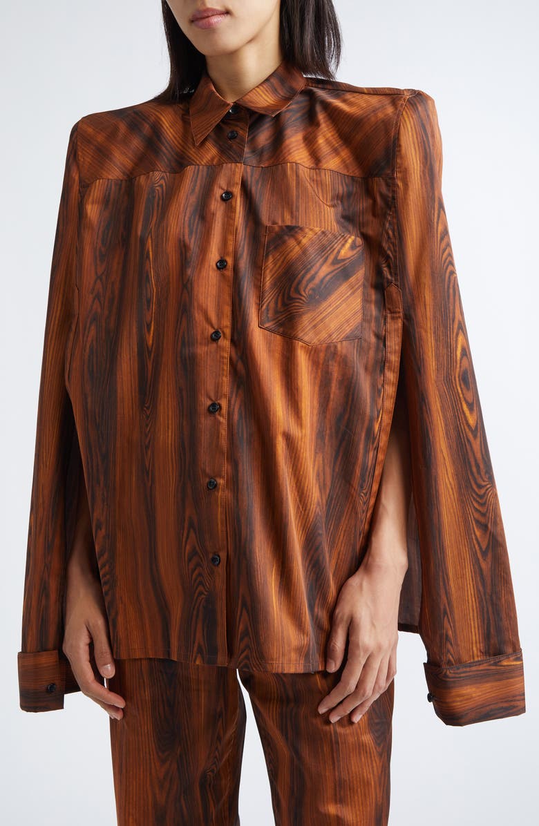 JULIE KEGELS Corbusier Cape Shirt, Alternate, color, Brown