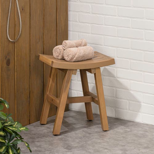 Jonathan Y Tamlyn 15.75" Traditional Classic Slatted Solid Acacia Wood Indoor/outdoor Shower Stool In Brown