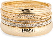 NORDSTROM RACK Set of Pavé Crystal Textured Bangle Bracelets