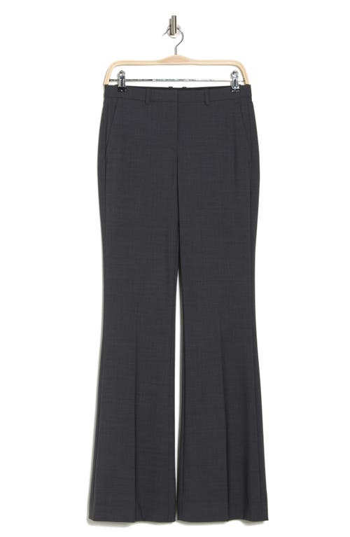 Theory Demitria Stretch Virgin Wool Flare Pants In Charcoal Grey