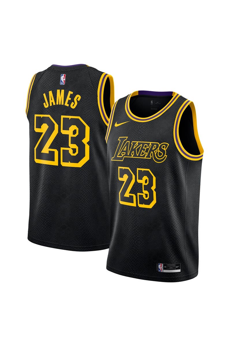 Nike Men's Nike LeBron James Black Los Angeles Lakers City Edition Swingman Jersey, Main, color, 