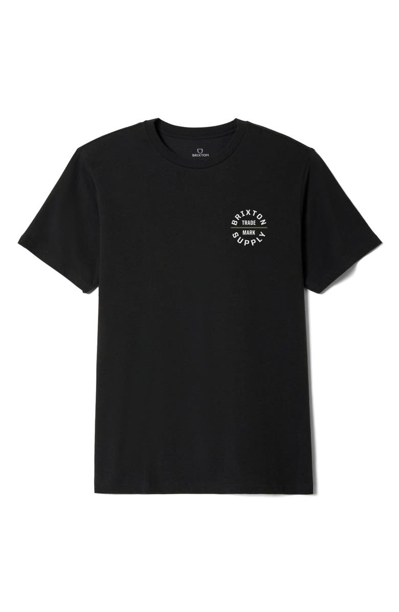 Brixton Oath V Cotton Logo Graphic T-Shirt, Main, color, Black/ Olive Surplus/ White