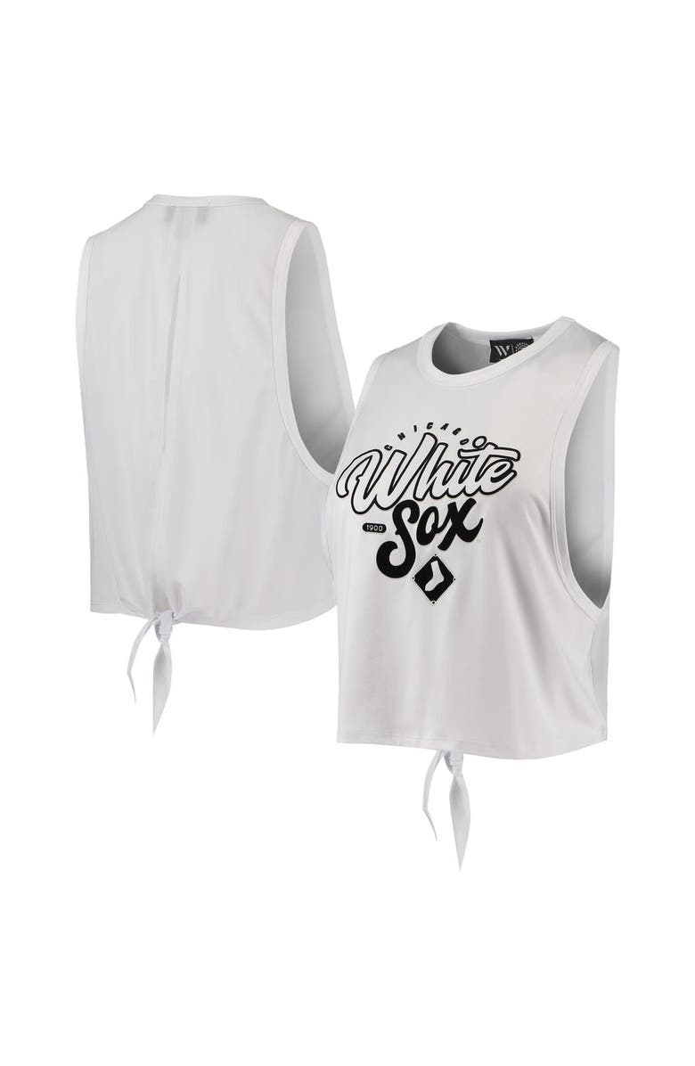 THE WILD COLLECTIVE Women's The Wild Collective White Chicago White Sox Open Back Twist-Tie Tank Top, Main, color, White