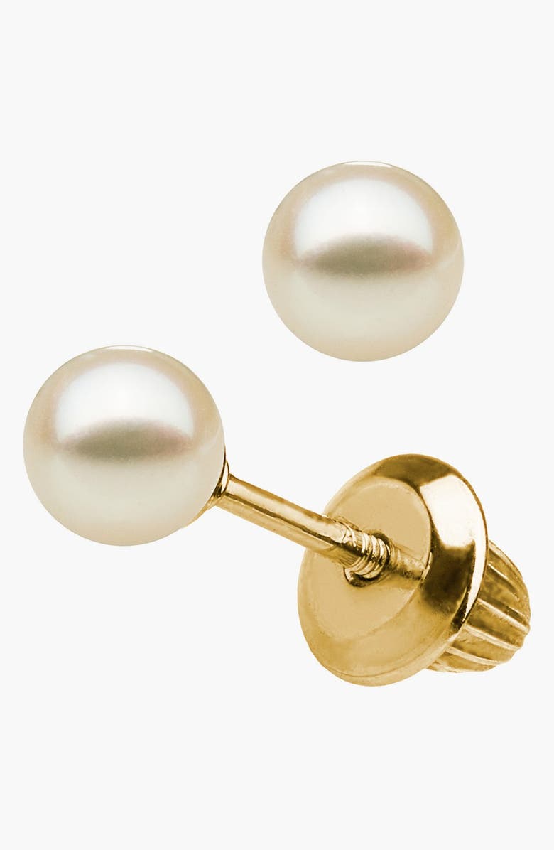 Mignonette 14k Gold & Pearl Earrings, Main, color, Gold