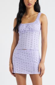 BP. Ruched Cotton Eyelet Tank