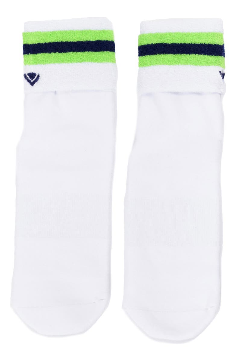 Arebesk Foldover Terry Grip Quarter Socks, Alternate, color, White