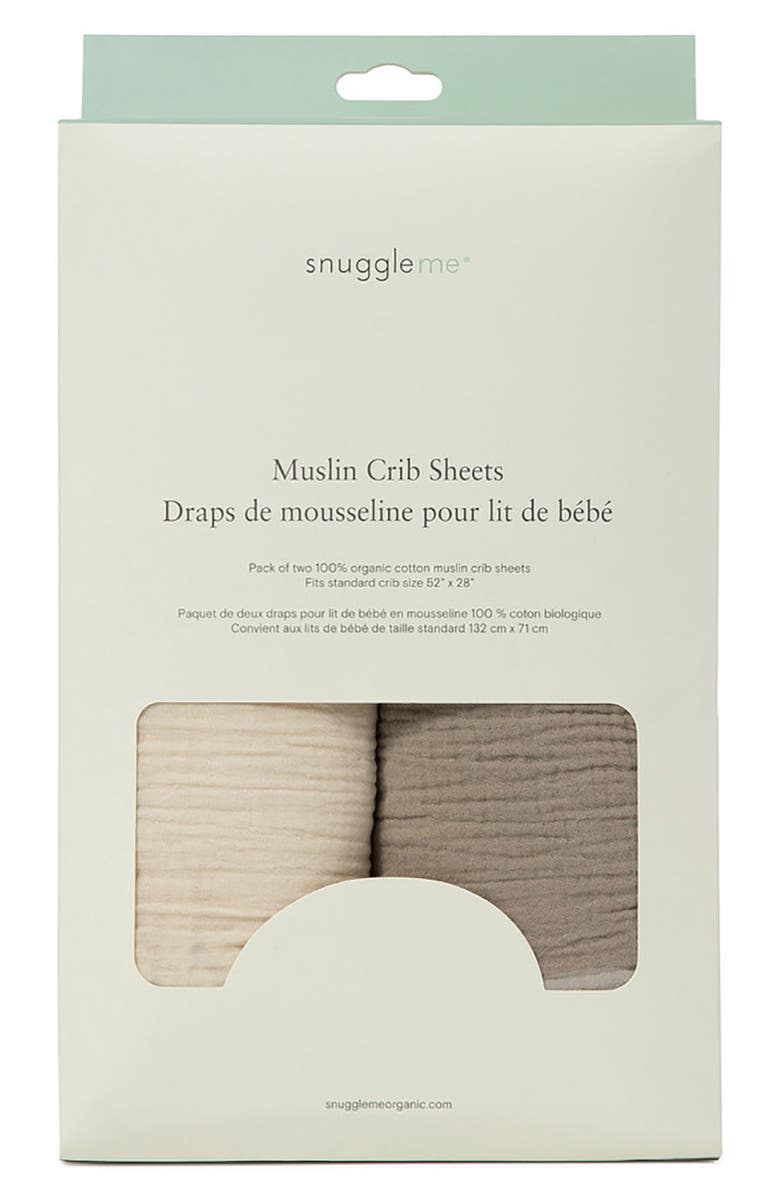 Snuggle Me Assorted 2-Pack Muslin Crib Sheets, Alternate, color, Natural Birch