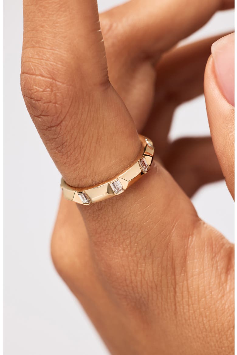 Solid Yellow Gold - Astrid Diamond Station Ring, Alternate, color, Gold