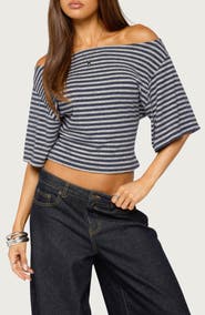 EDIKTED Jadan Striped Off Shoulder Top