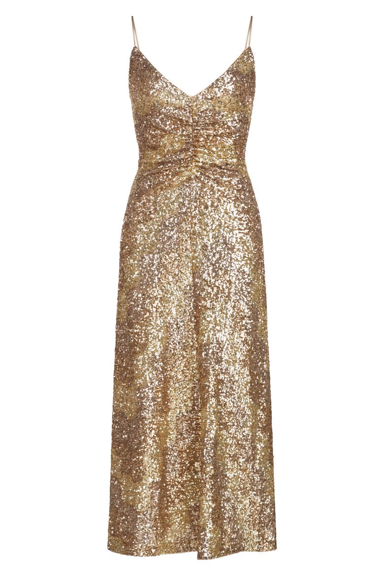 Alessandra Sequin Dress, Alternate, color, GOLD TONAL