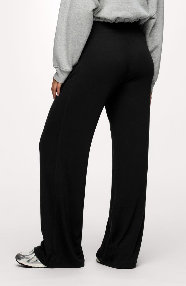 nuuds Slinky High Waist Wide Leg Rib Pants, Alternate, color, Black