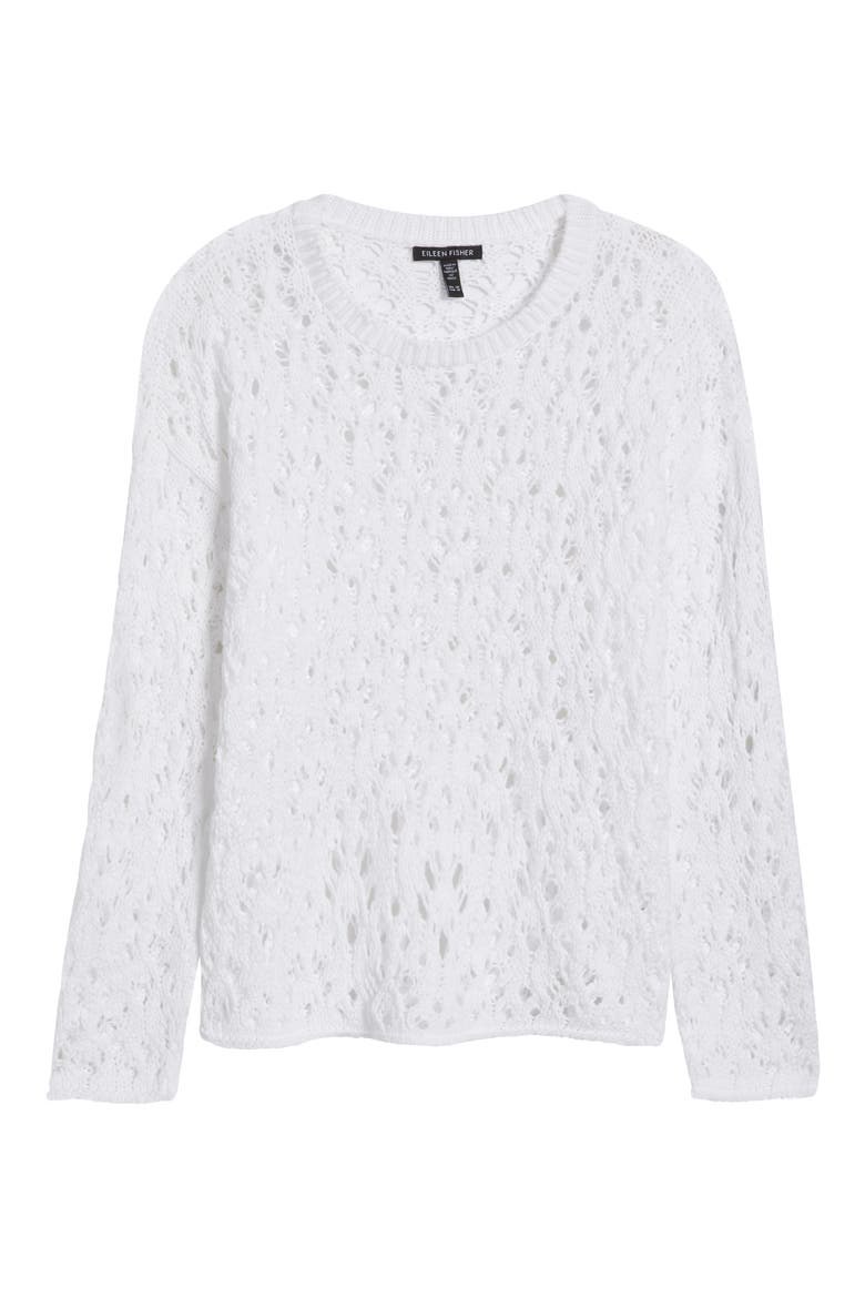 Crewneck Organic Cotton Sweater, Alternate, color, WHITE
