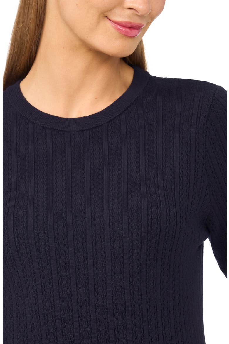 Pointelle Stitch Short Sleeve Sweater, Alternate, color, NIGHT SKY