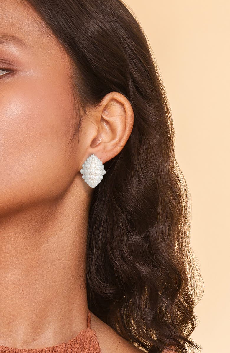 Deepa Gurnani Uma Faux Pearl Drop Earrings, Alternate, color, Ivory