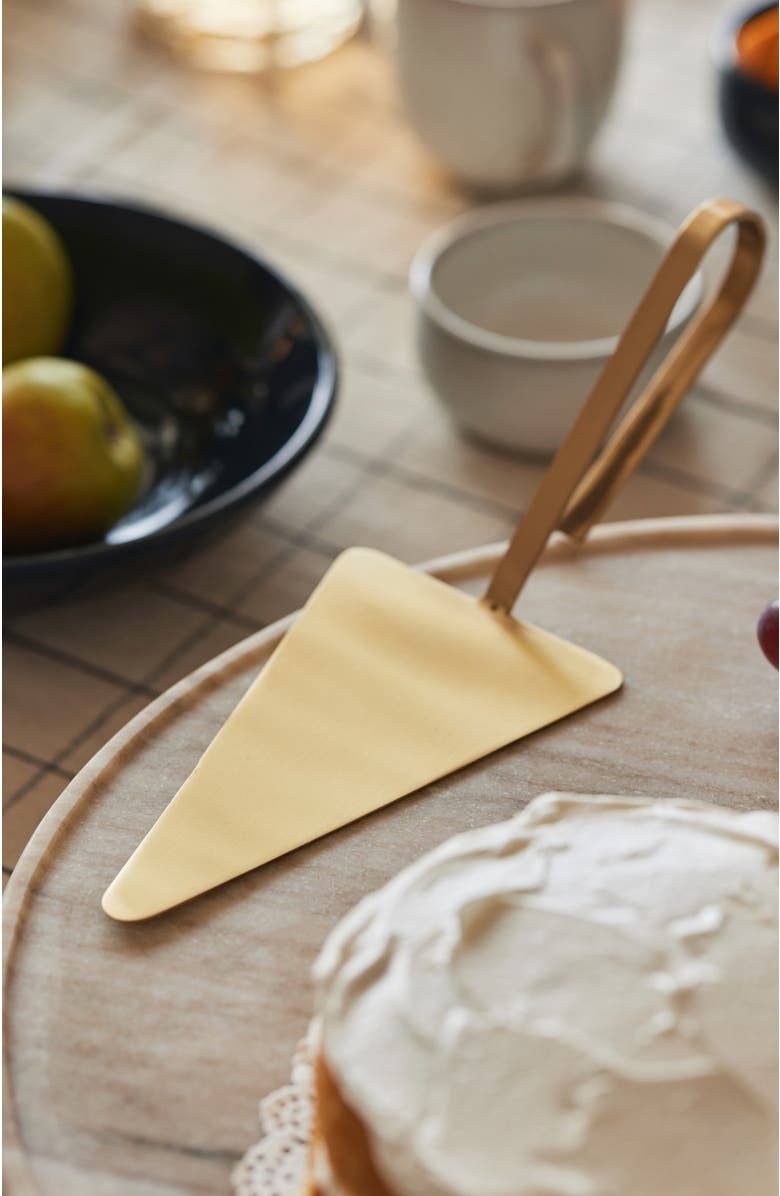 Fleck Loop Cake Server, Alternate, color, Bronze