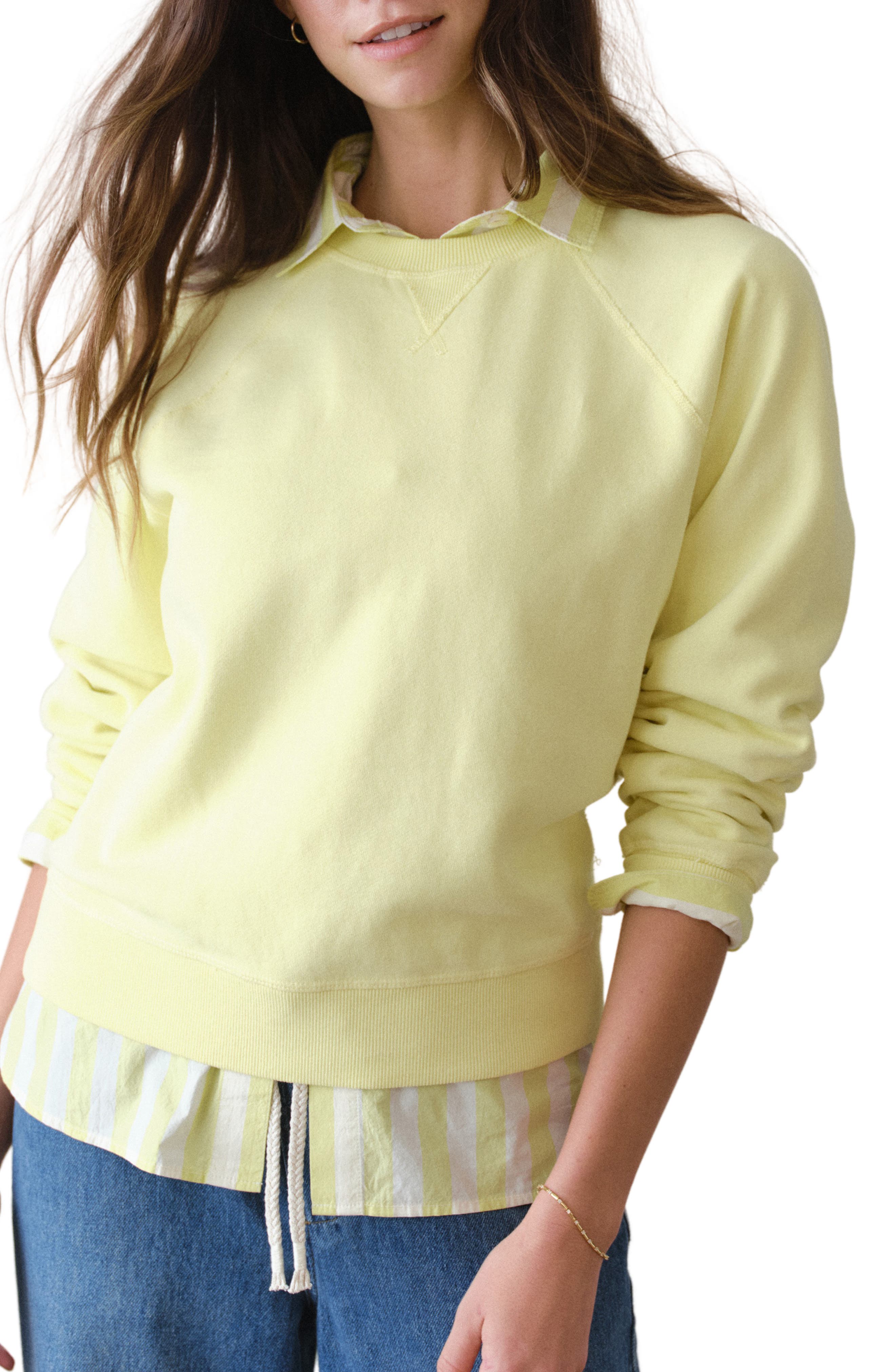 Marine Layer Cloud 9 Fleece Reversible Sweatshirt In Yellow